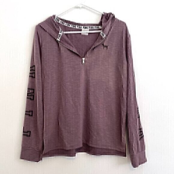 PINK VS VICTORIA'S SECRET Purple 1/4 Zip Lightweight Pullover Hoodie Sweatshirt - Picture 1 of 12